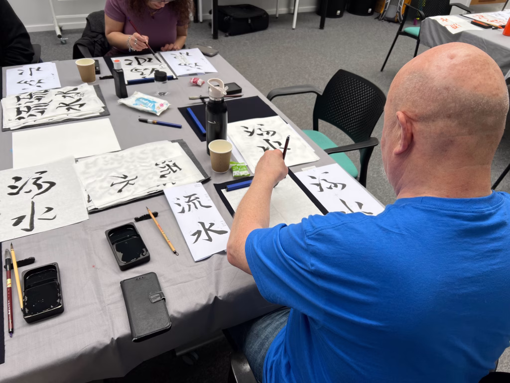 Brushing Flowing Water at Shodō Calligraphy